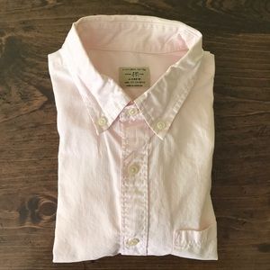 J. Crew pink and white stripe long sleeve shirt